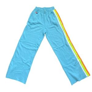 Aviator Nation Sky Blue Joggers with Vibrant Stripe